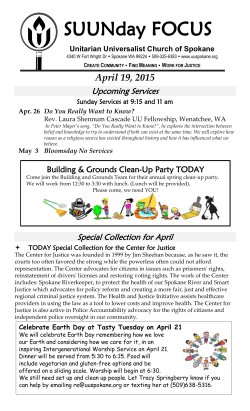 SUUNday Focus Bulletin - Unitarian Universalist Church of Spokane