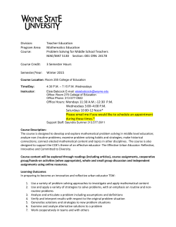 Division: Teacher Education Program Area: Mathematics Education