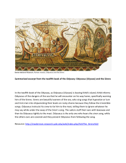 Summarized excerpt from the twelfth book of the Odyssey: Odysseus