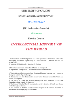 Intellectual History of The World - VI Sem