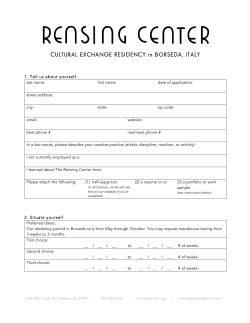 CULTURAL EXCHANGE RESIDENCY in BORSEDA, ITALY