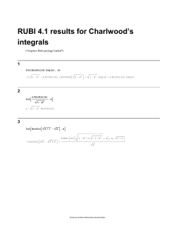 RUBI 4.1 results for Charlwood`s integrals