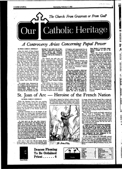 A Controversy Arises Concerning Papal Power St. Joan of Arc