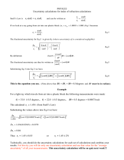PHYS222 Uncertainty calculations for index of refraction