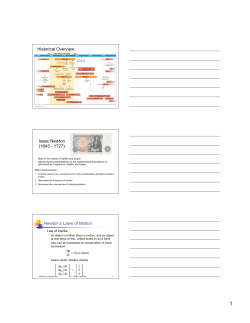 Historical Overview Isaac Newton (1643