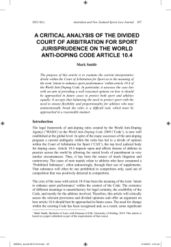 a critical analysis of the divided court of arbitration for sport