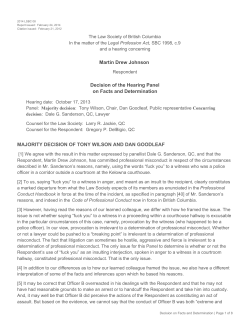 Decision on Facts and Determination: Martin Drew Johnson 2014