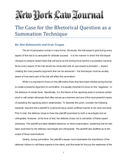 The Case for the Rhetorical Question as a Summation Technique