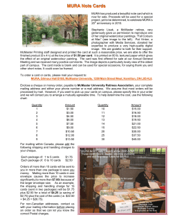 MURA Note Cards - McMaster University Retirees Association