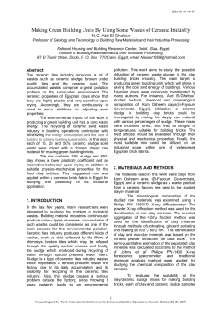 Making Green Building Units By Using Some Wastes of Ceramic