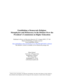 Establishing a Democratic Religion: Metaphysics and Democracy in