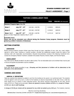 SPANISH SUMMER CAMP 2017 POLICY AGREEMENT &bull; Page 1