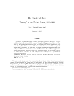 The Fluidity of Race: &ldquo;Passing&rdquo; in the United States, 1880-1940