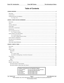 Table of Contents - The University of Akron