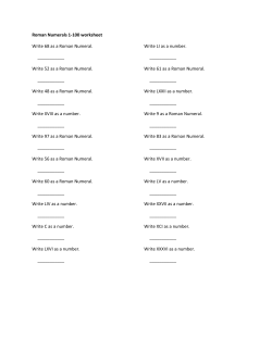 Roman Numerals 1-100 worksheet Write 68 as a Roman Numeral