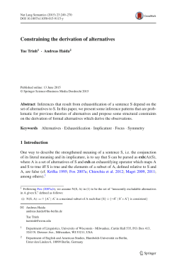 Constraining the derivation of alternatives