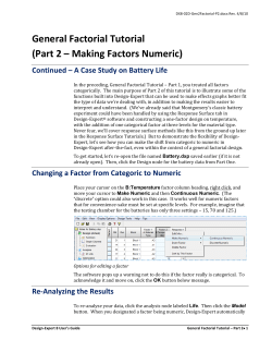 General Factorial (Part 2 - Making Factors Numeric)