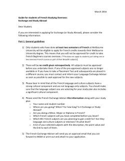 March 2016 Guide for students of French Studying Overseas