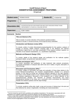 DISSERTATION ASSESSMENT PROFORMA: Empirical