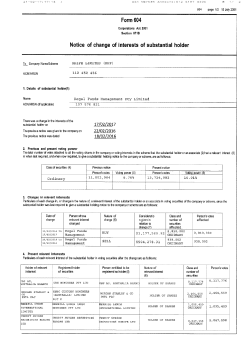 Fom 604 NoRce of change of In sts of substan al holder