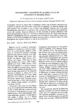 geographic variation in alarm calls of gunnison`s prairie dogs