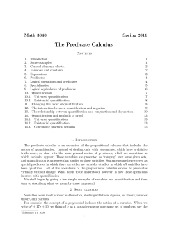 The Predicate Calculus