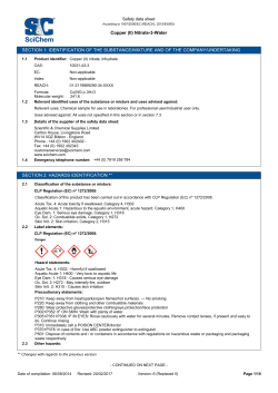 Copper (II) Nitrate-3-Water SECTION 1: IDENTIFICATION OF THE