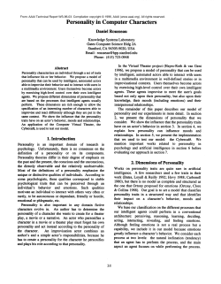 Personality in Computer Characters