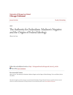 The Authority for Federalism: Madison`s
