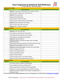 Team Engineering Notebook Self-Reflection