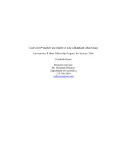 Cash Crop Production and Quality of Life in Rural and