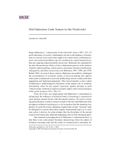 Did Habermas Cede Nature to the Positivists?