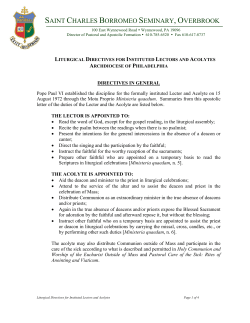 liturgical directives for instituted lectors and acolytes