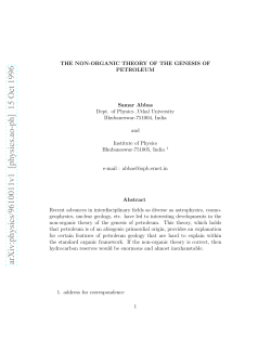 The Non-Organic Theory of the Genesis of Petroleum