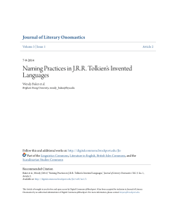 Naming Practices in JRR Tolkien`s Invented Languages