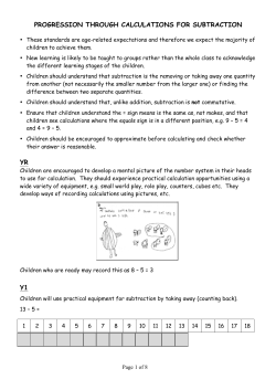 PROGRESSION THROUGH CALCULATIONS FOR SUBTRACTION