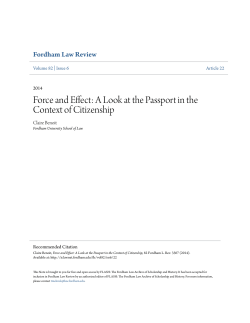Force and Effect: A Look at the Passport in the Context of Citizenship