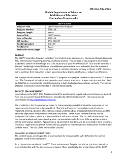 GED&reg; Science - Florida Department Of Education