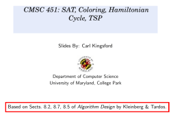 CMSC 451: SAT, Coloring, Hamiltonian Cycle, TSP