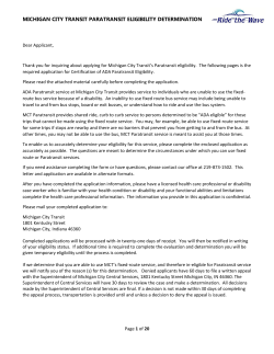 MICHIGAN CITY TRANSIT PARATRANSIT ELIGIBILITY