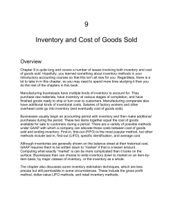 9 Inventory and Cost of Goods Sold