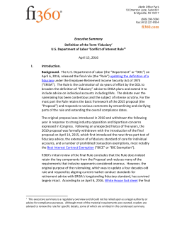 Executive Summary Definition of the Term `Fiduciary`