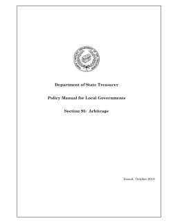 Department of State Treasurer &ndash; Policy Manual for Local
