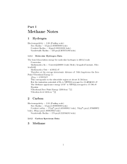 Methane parameters for final application of molecular