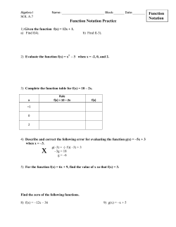 Function Notation Practice Function Notation