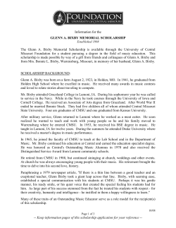 Information for the GLENN A. BIXBY MEMORIAL SCHOLARSHIP