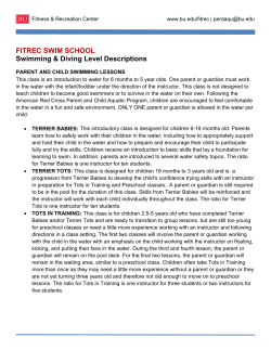 Childrens Swim and Dive Level Descriptions Summer 2017