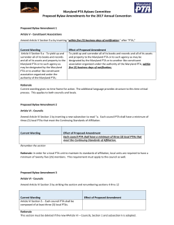 Maryland PTA Bylaws Committee Proposed Bylaw Amendments for