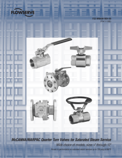 McCANNA/MARPAC Quarter Turn Valves for Saturated Steam Service