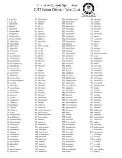 2016 Sr Spell Bowl Word List - Indiana Association of School